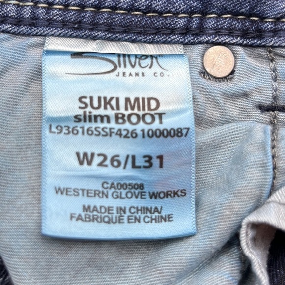 Silver Jeans Suki Mid Slim Boot Mid Rise Size 26 - Picture 9 of 16